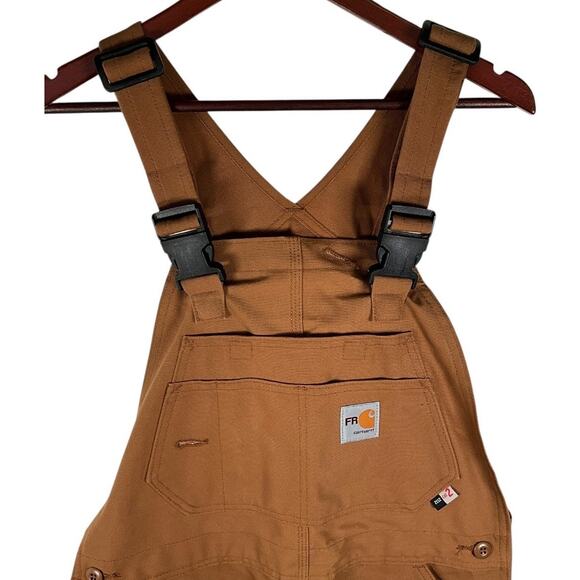 Carhartt FR Bib Overalls 34x32 | Fire Resistant 2112 CAT2 Zip Leg Workwear Brown - Picture 5 of 11